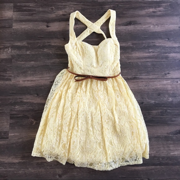 Yellow Lace Dress with Tulle
